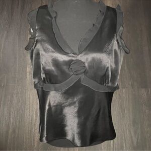 Jordan Blue Label Black Ruffle Sleeveless Blouse Size M